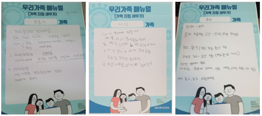 우리가족 매뉴얼(가족지침) 작성